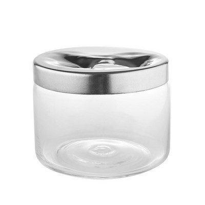 Alessi-Carmeta Glass cookie jar with 18/10 stainless steel lid